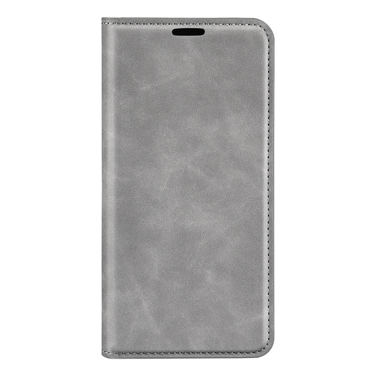 For iPhone 16e Retro-skin Magnetic Suction Leather Phone Case(Grey) by bashfashion