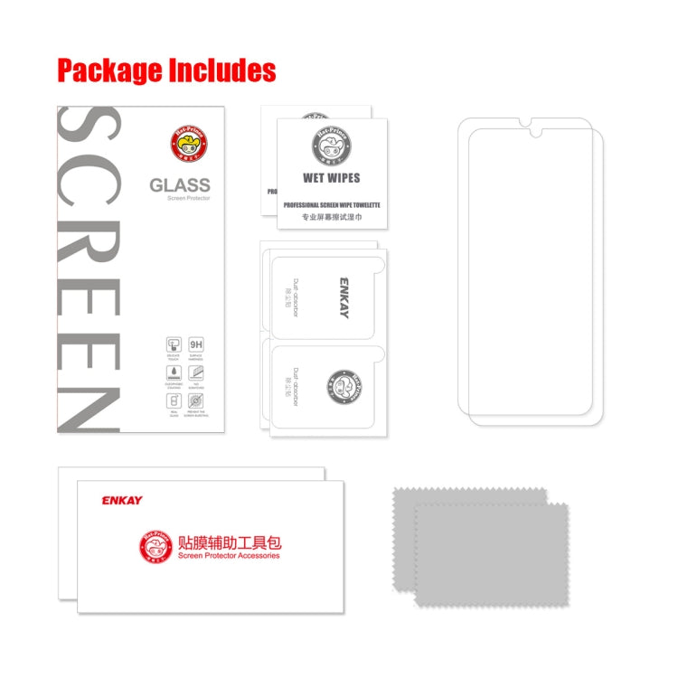 For Huawei Nova Y71 / Enjoy 60 2pcs ENKAY 0.26mm 9H 2.5D High Aluminum-silicon Tempered Glass Film by ENKAY