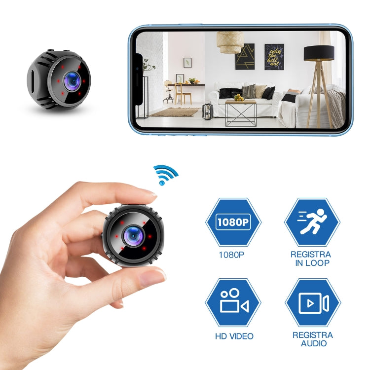 W8 Mini Camera HD 1080P Night Vision Battery Video Surveillance Wifi Smart Home Camera(Black) by bashfashion