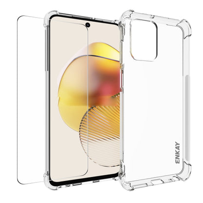For Motorola Moto G73 5G ENKAY Transparent TPU Shockproof Phone Case with Glass Film by ENKAY
