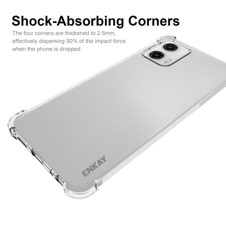 For Motorola Moto G73 5G ENKAY Transparent TPU Shockproof Phone Case with Glass Film by ENKAY