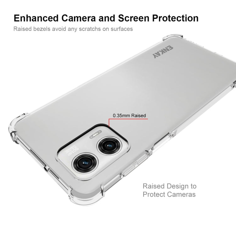 For Motorola Moto G73 5G ENKAY Transparent TPU Shockproof Phone Case with Glass Film by ENKAY
