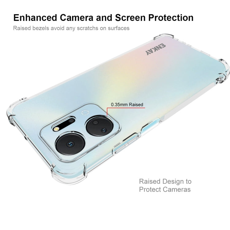 For Honor X7A 4G Global ENKAY Transparent TPU Shockproof Phone Case with Glass Film by ENKAY