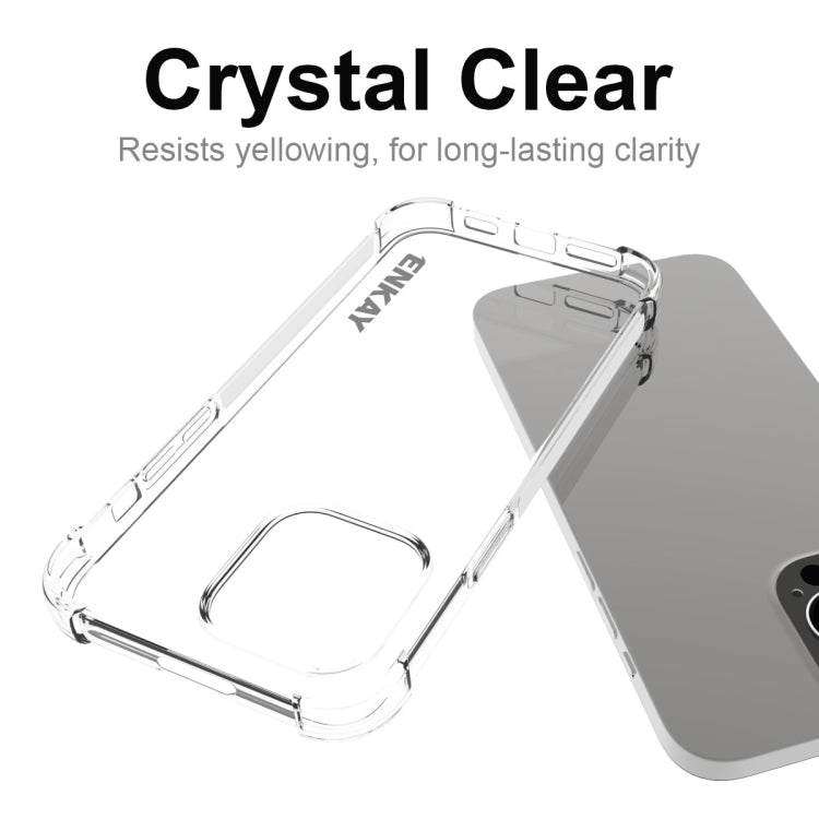 For iPhone 15 Pro Max ENKAY Transparent TPU Shockproof Phone Case with Glass Film by ENKAY