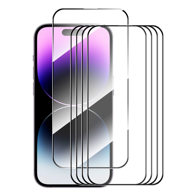 For iPhone 16 Pro 5pcs ENKAY Full Glue High Aluminum-silicon Tempered Glass Film by ENKAY
