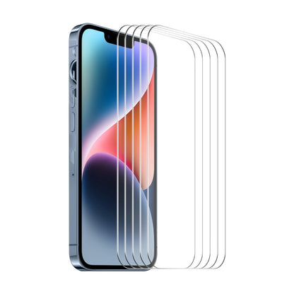 For iPhone 15 Plus 5pcs ENKAY 0.26mm 9H 2.5D High Aluminum-silicon Tempered Glass Film by ENKAY