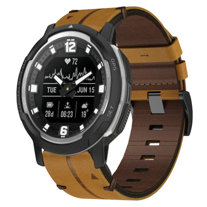 For Garmin Instinct Crossover Leather Textured 22mm Watch Band(Brown) by bashfashion