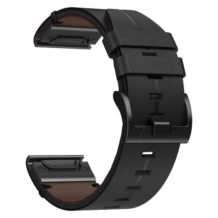 For Garmin Fenix 5 Plus Leather Textured 22mm Watch Band(Black) by bashfashion