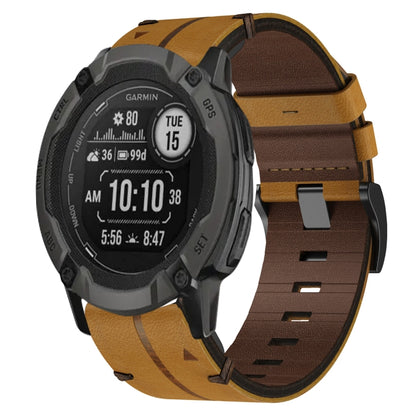 For Garmin Instinct 2X Solar Leather Textured 26mm Watch Band(Brown) by bashfashion