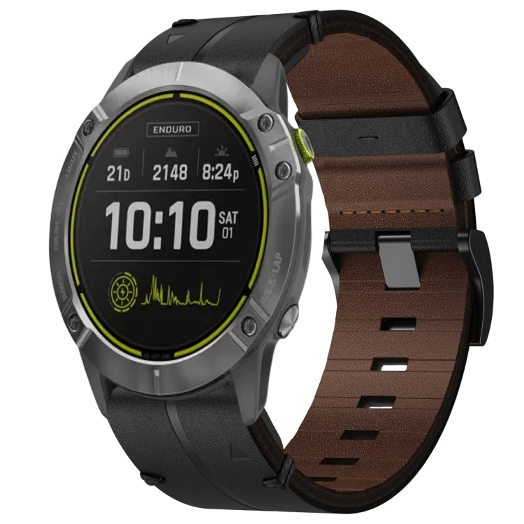 For Garmin Enduro Leather Textured 26mm Watch Band(Black) by bashfashion