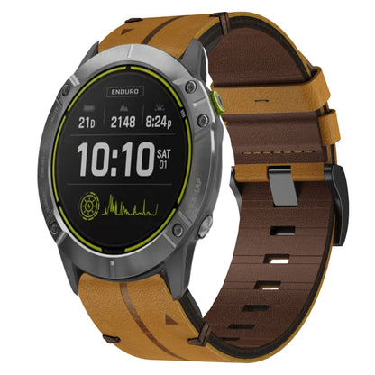 For Garmin Enduro Leather Textured 26mm Watch Band(Brown) by bashfashion