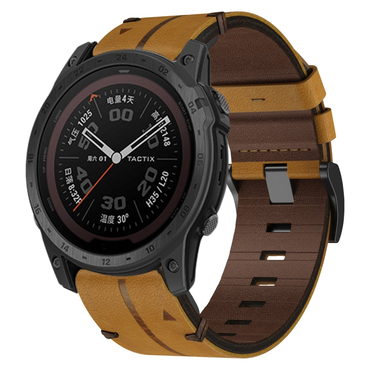 For Garmin Tactix 7 Pro Leather Textured 26mm Watch Band(Brown) by bashfashion