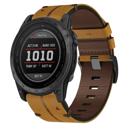 For Garmin Tactix 7 Leather Textured 26mm Watch Band(Brown) by bashfashion