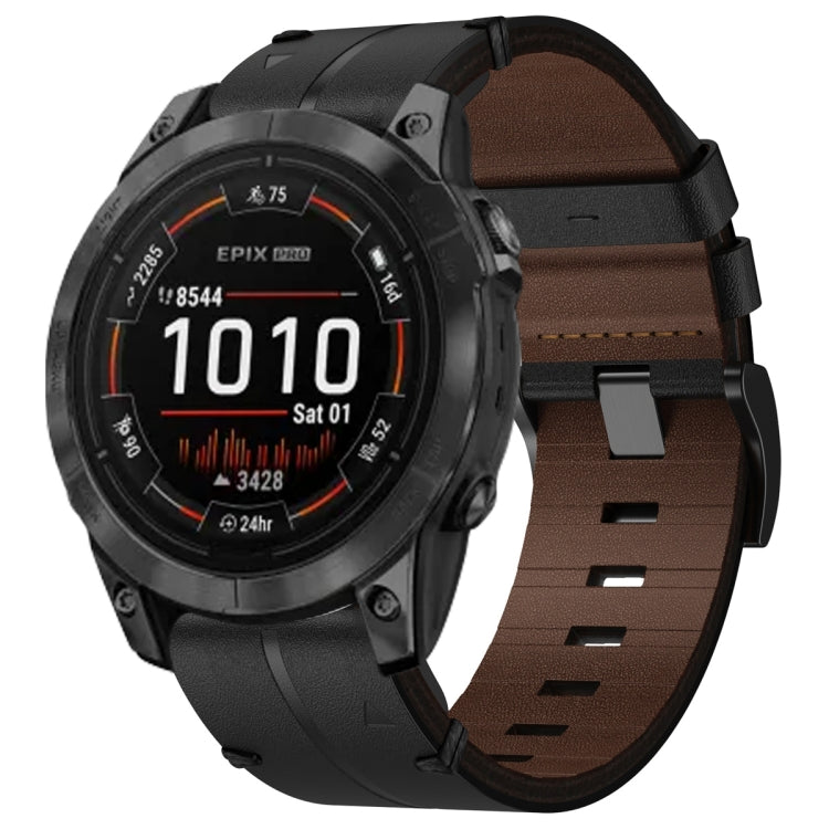 For Garmin Epix Pro 51mm Leather Textured 26mm Watch Band(Black) by bashfashion