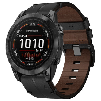 For Garmin Epix Pro 51mm Leather Textured 26mm Watch Band(Black) by bashfashion