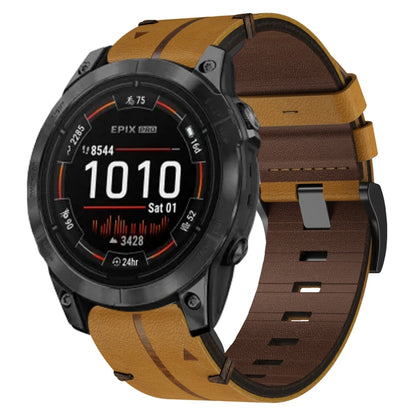 For Garmin Epix Pro 51mm Leather Textured 26mm Watch Band(Brown) by bashfashion