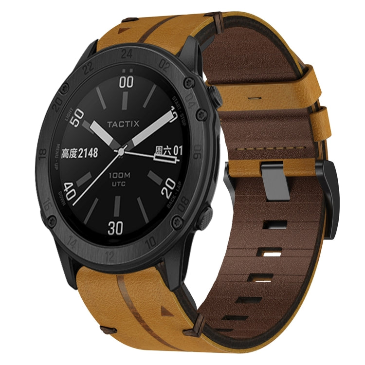 For Garmin Tactix Delta Leather Textured 26mm Watch Band(Brown) by bashfashion