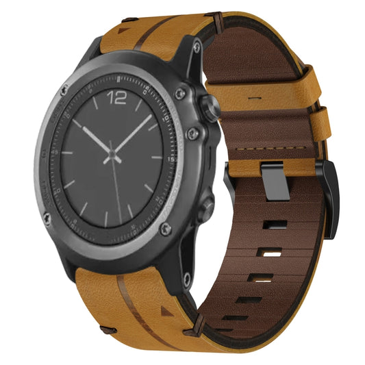 For Garmin Fenix 3 Sapphire Leather Textured 26mm Watch Band(Brown) by bashfashion