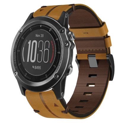 For Garmin Fenix 3 HR Leather Textured 26mm Watch Band(Brown) by bashfashion
