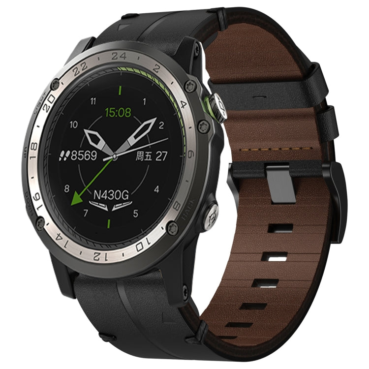 For Garmin D2 Charlie Leather Textured 26mm Watch Band(Black) by bashfashion