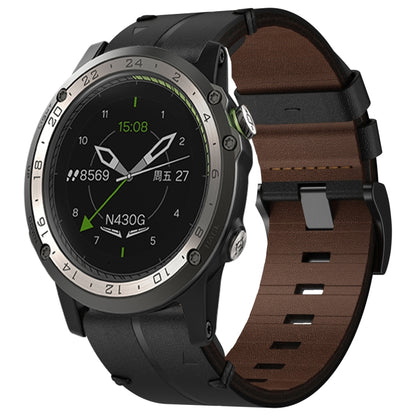 For Garmin D2 Charlie Leather Textured 26mm Watch Band(Black) by bashfashion