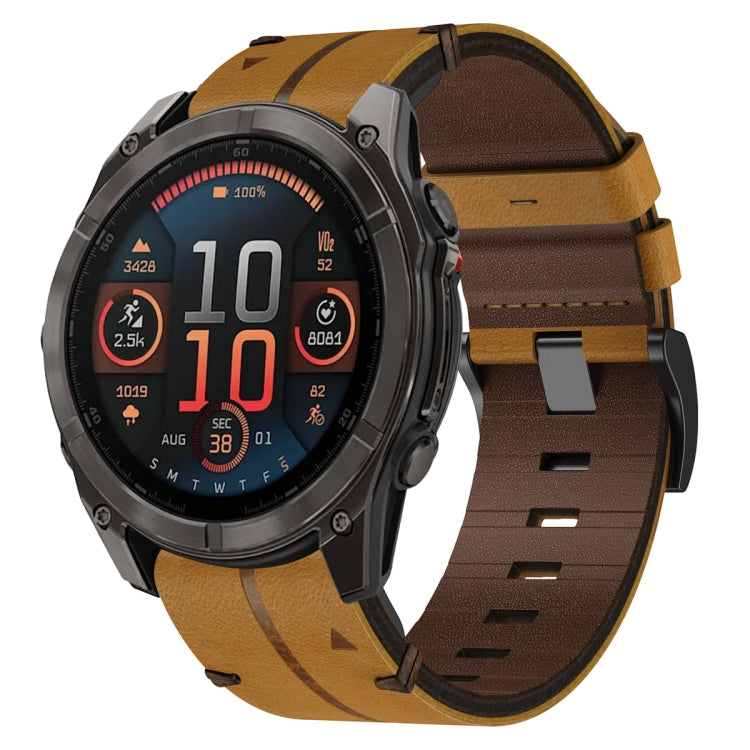 For Garmin Fenix 8 AMOLED 51mm Leather Textured 26mm Watch Band(Brown) by bashfashion
