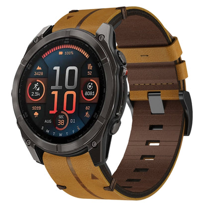 For Garmin Fenix 8 AMOLED 51mm Leather Textured 26mm Watch Band(Brown) by bashfashion