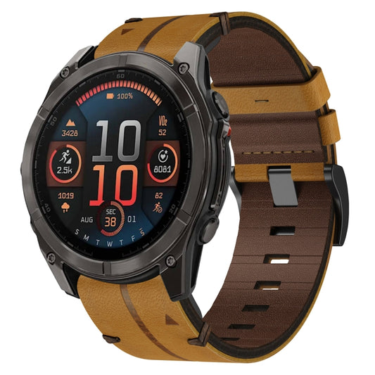 For Garmin Fenix 8 AMOLED 51mm Leather Textured 26mm Watch Band(Brown) by bashfashion