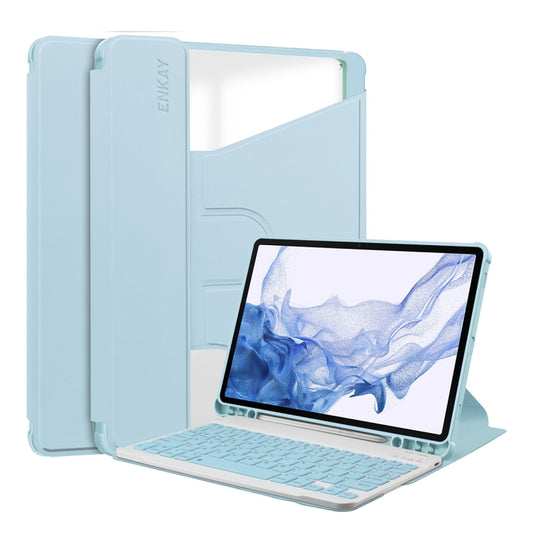 For Samsung Galaxy Tab S9 ENKAY 360 Degree Rotation Leather TPU Smart Case with Wireless Keyboard(Light Blue) by ENKAY