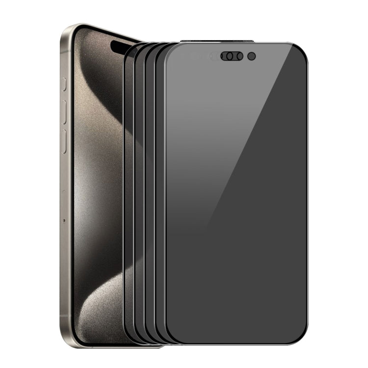 For iPhone 16 Pro 5pcs ENKAY Hat-Prince 28° Anti-peeping Tempered Glass Protector Full Screen Film by ENKAY