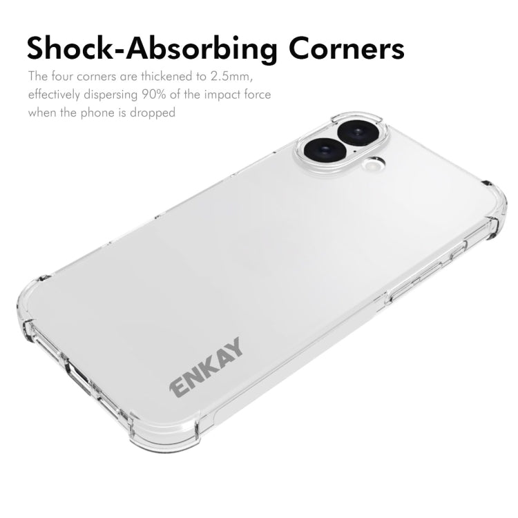 For iPhone 16 Plus ENKAY Hat-Prince Transparent TPU Shockproof Phone Case by ENKAY