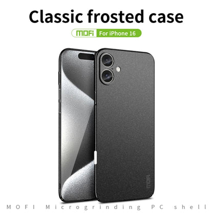 For iPhone 16 MOFI Fandun Series Frosted PC Ultra-thin All-inclusive Phone Case(Blue) by MOFI