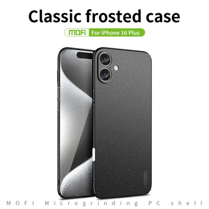 For iPhone 16 Plus MOFI Fandun Series Frosted PC Ultra-thin All-inclusive Phone Case(Gray) by MOFI