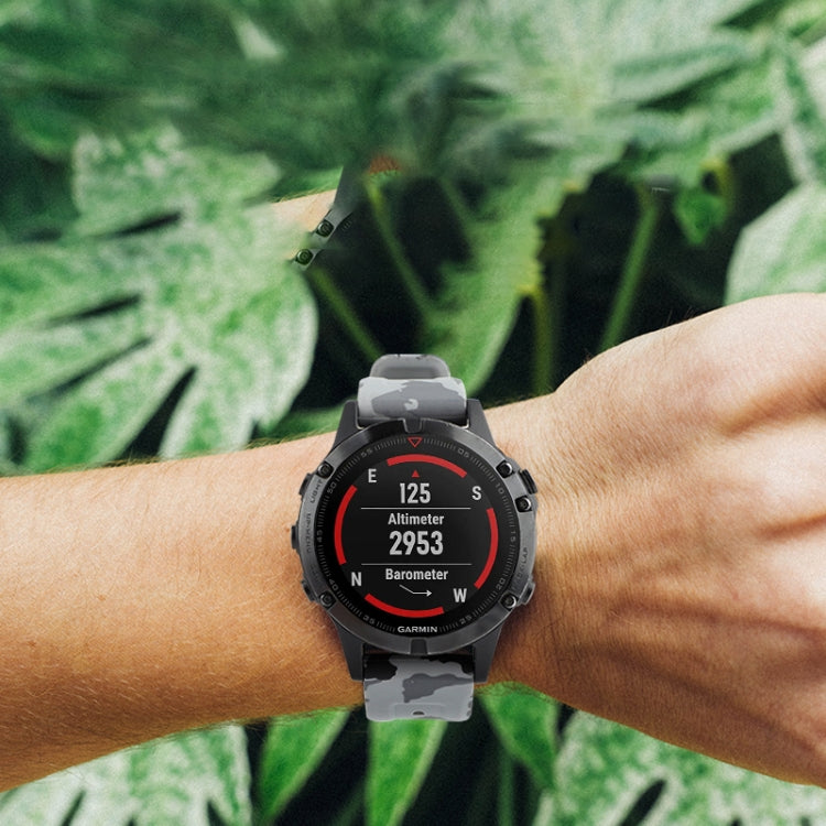 For Garmin Fenix E 47mm Camouflage 22mm Silicone Watch Band(Camouflage White) by bashfashion