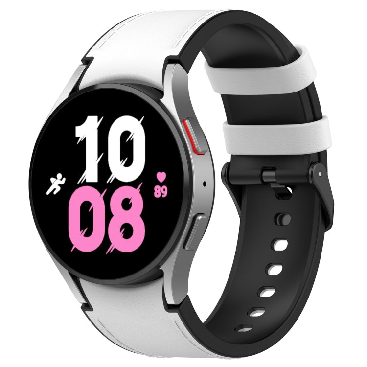 For Samsung Galaxy Watch 6 Silicone Leather Black Buckle Watch Band(White) by bashfashion
