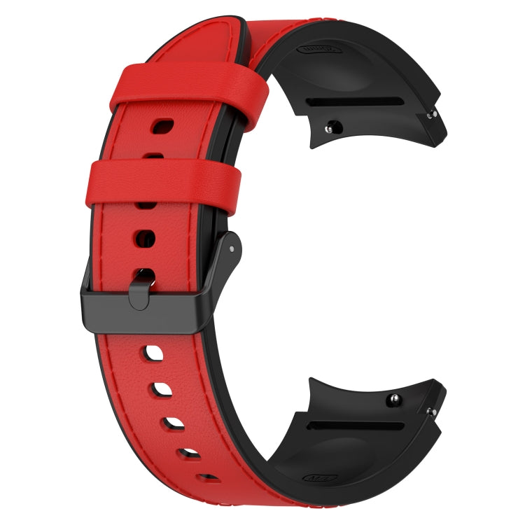 For Samsung Galaxy Watch 6 Silicone Leather Black Buckle Watch Band(Red) by bashfashion