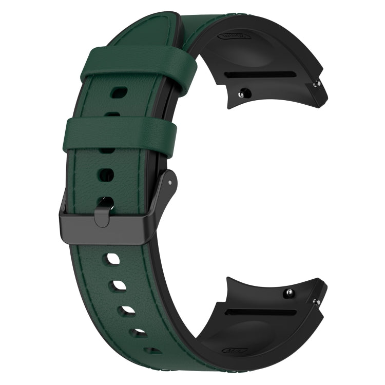 For Samsung Galaxy Watch 6 Silicone Leather Black Buckle Watch Band(Olive Green) by bashfashion