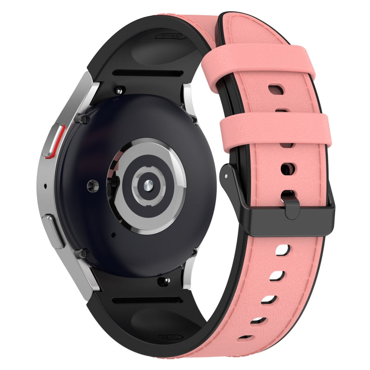 For Samsung Galaxy Watch 6 Silicone Leather Black Buckle Watch Band(Pink) by bashfashion