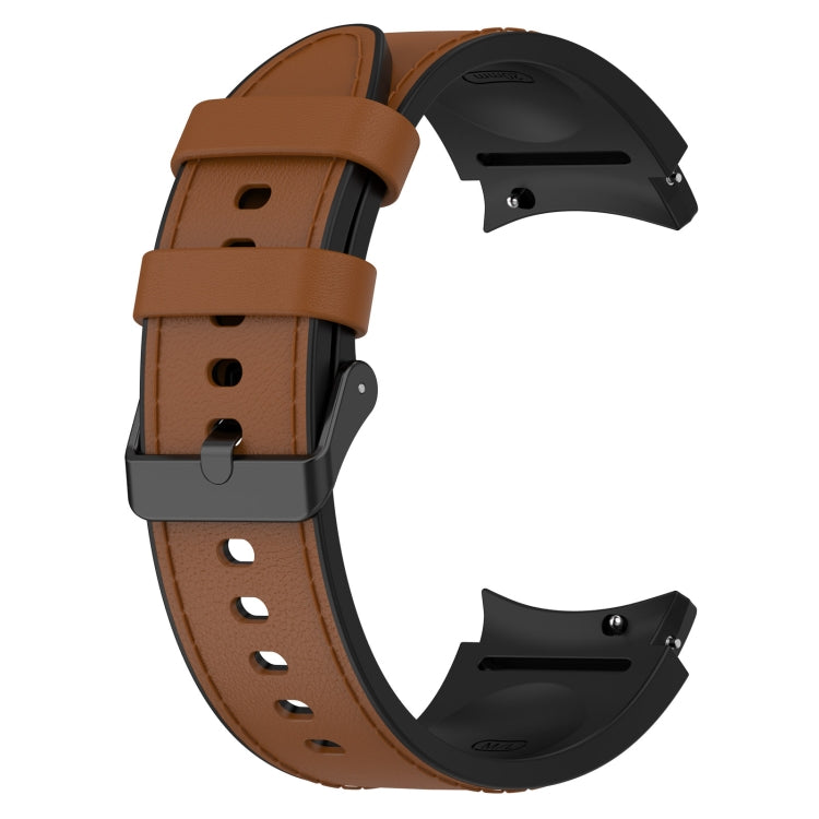 For Samsung Galaxy Watch 6 Silicone Leather Black Buckle Watch Band(Brown) by bashfashion
