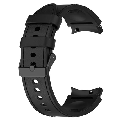 For Samsung Galaxy Watch 6 Classic Silicone Leather Black Buckle Watch Band(Black) by bashfashion