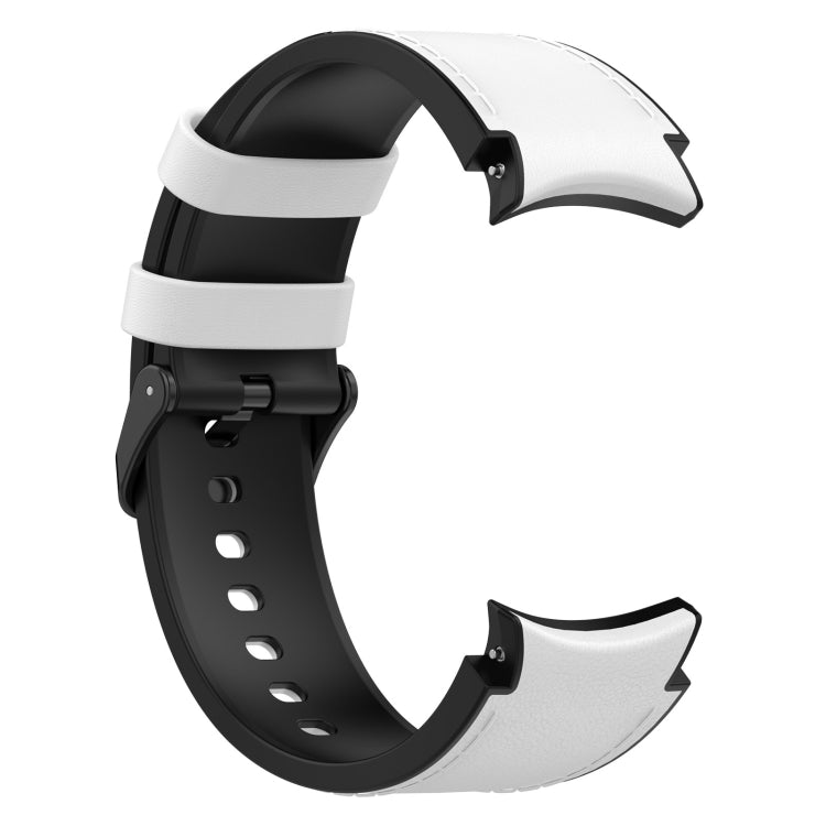 For Samsung Galaxy Watch 6 Classic Silicone Leather Black Buckle Watch Band(White) by bashfashion