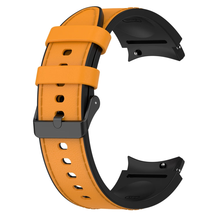 For Samsung Galaxy Watch 6 Classic Silicone Leather Black Buckle Watch Band(Yellow) by bashfashion