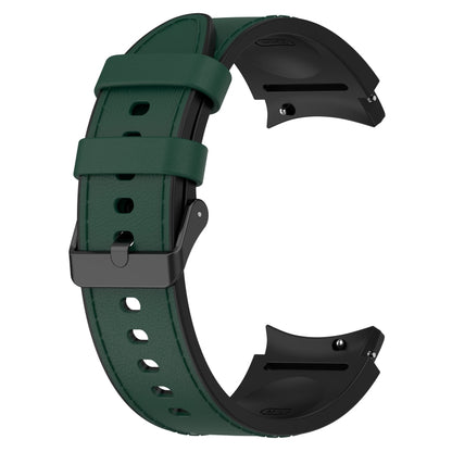 For Samsung Galaxy Watch 6 Classic Silicone Leather Black Buckle Watch Band(Olive Green) by bashfashion