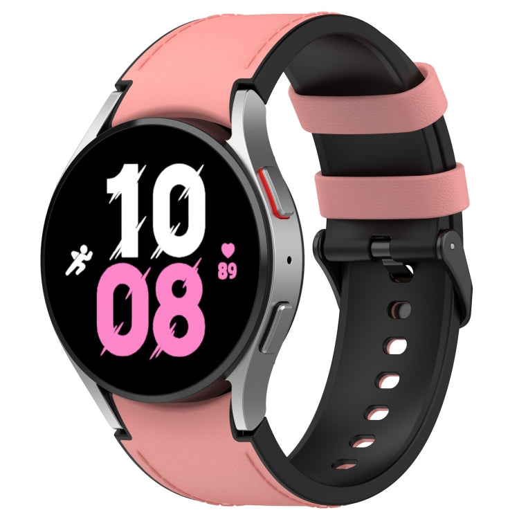 For Samsung Galaxy Watch 6 Classic Silicone Leather Black Buckle Watch Band(Pink) by bashfashion