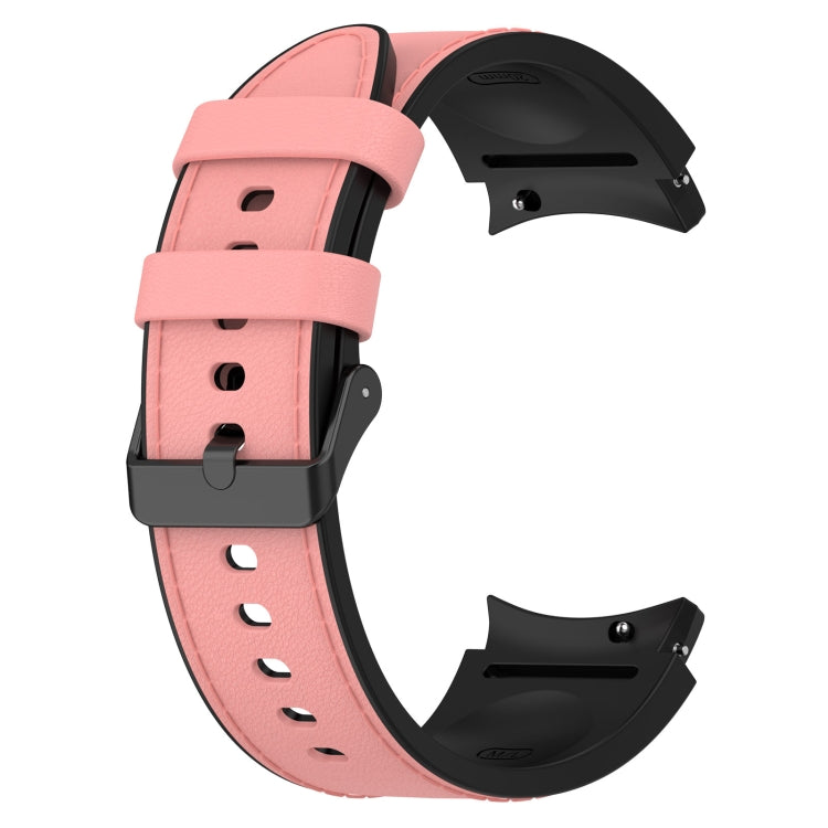 For Samsung Galaxy Watch 6 Classic Silicone Leather Black Buckle Watch Band(Pink) by bashfashion