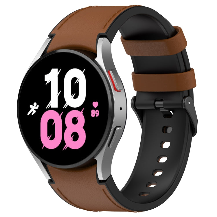 For Samsung Galaxy Watch 6 Classic Silicone Leather Black Buckle Watch Band(Brown) by bashfashion