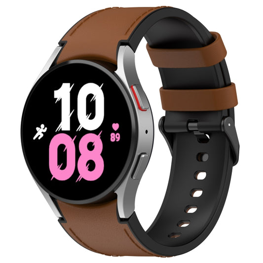 For Samsung Galaxy Watch 6 Classic Silicone Leather Black Buckle Watch Band(Brown) by bashfashion