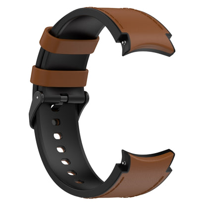 For Samsung Galaxy Watch 6 Classic Silicone Leather Black Buckle Watch Band(Brown) by bashfashion