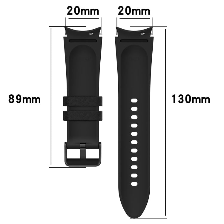 For Samsung Galaxy Watch 6 Classic Silicone Leather Black Buckle Watch Band(White) by bashfashion