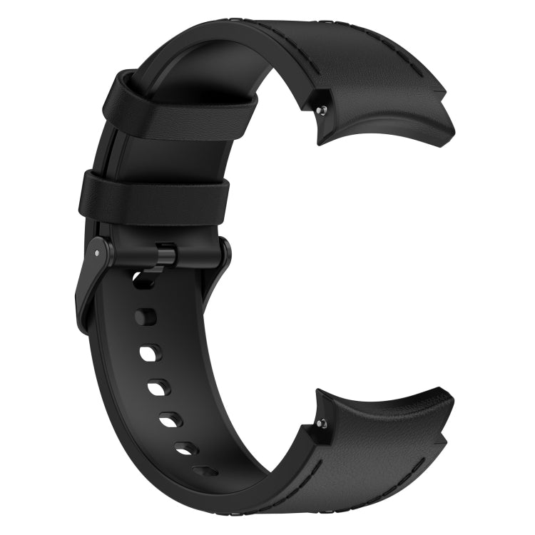 For Samsung Galaxy Watch 6 Classic Silicone Leather Black Buckle Watch Band, Size:S(Black) by bashfashion